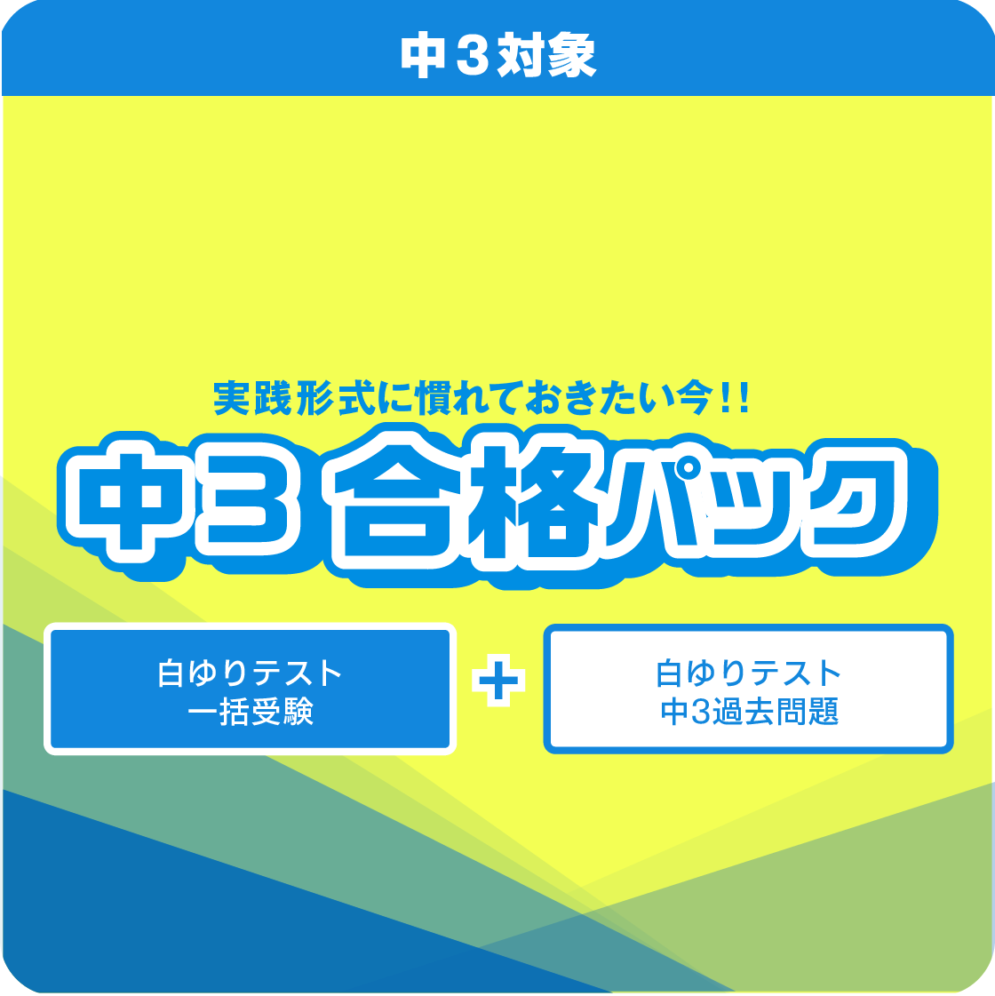 キャンペーン／中３白ゆりテスト／合格パック（第１～５回＋中３過去問題）