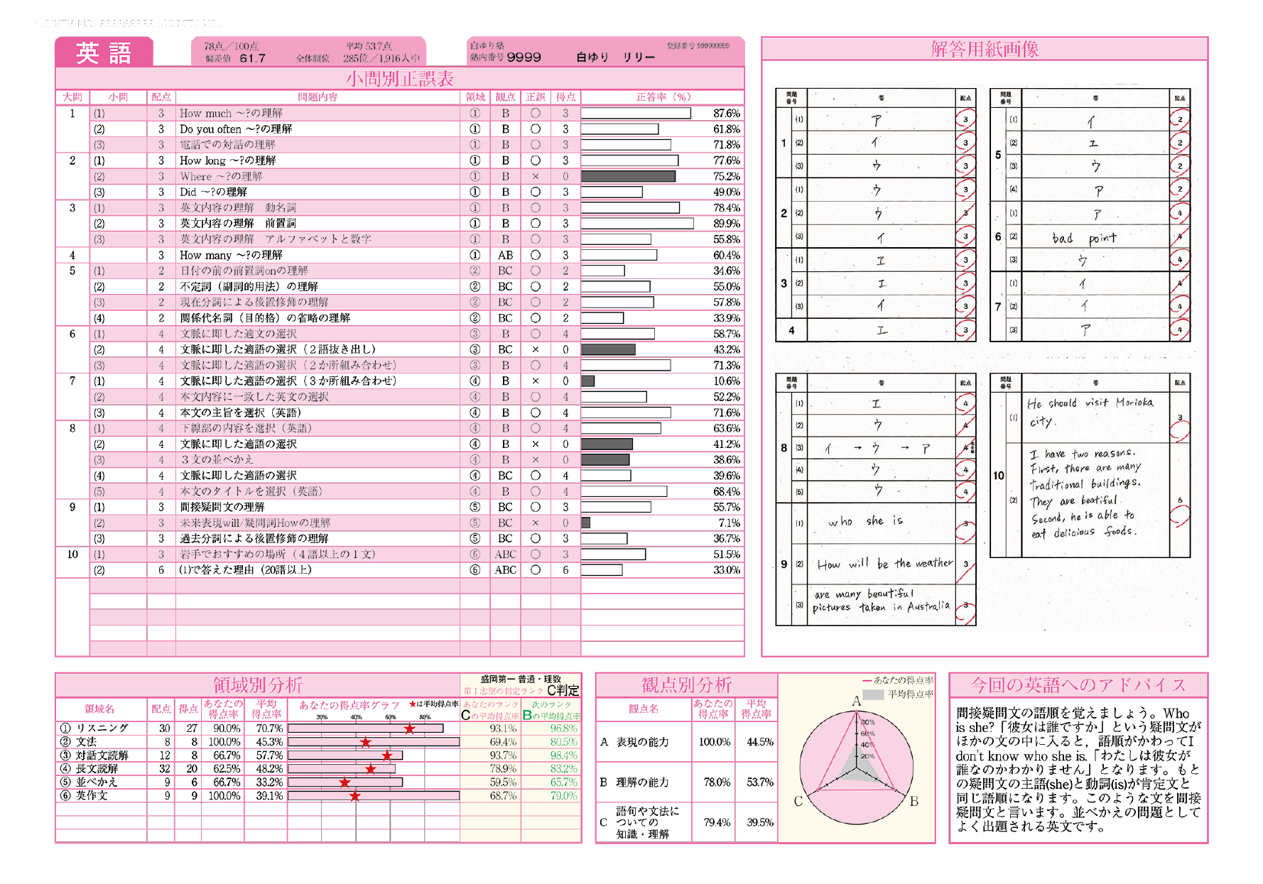 学力分析 サンプル